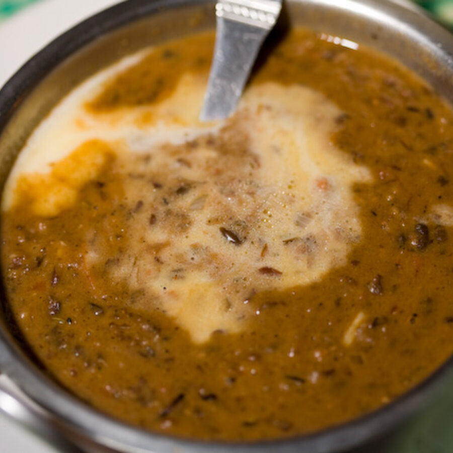 Creamy dal makhani in a steel bowl